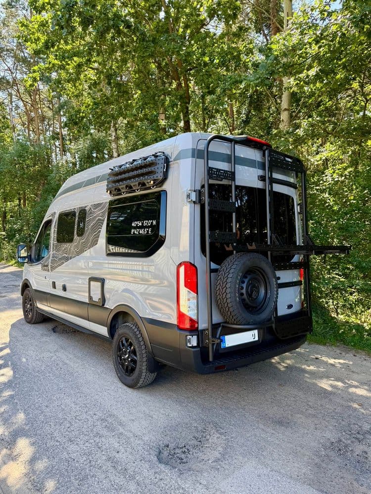 Aluminum spare wheel mount with ladder Transit mk8